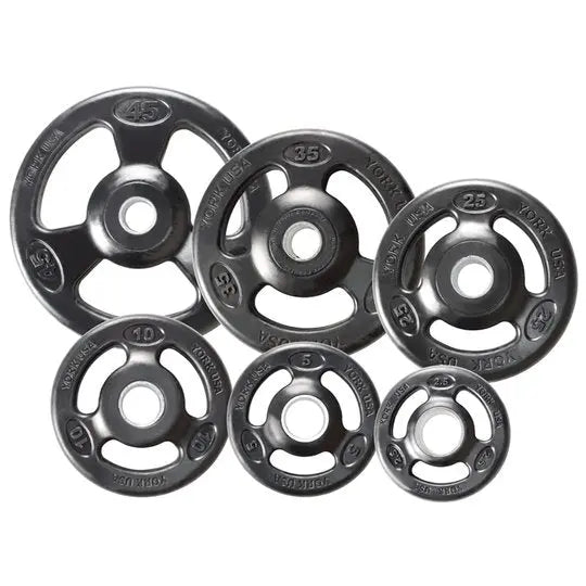 York Barbell | 300LB Iso Grip Rubber Olympic Set Weights York Barbell