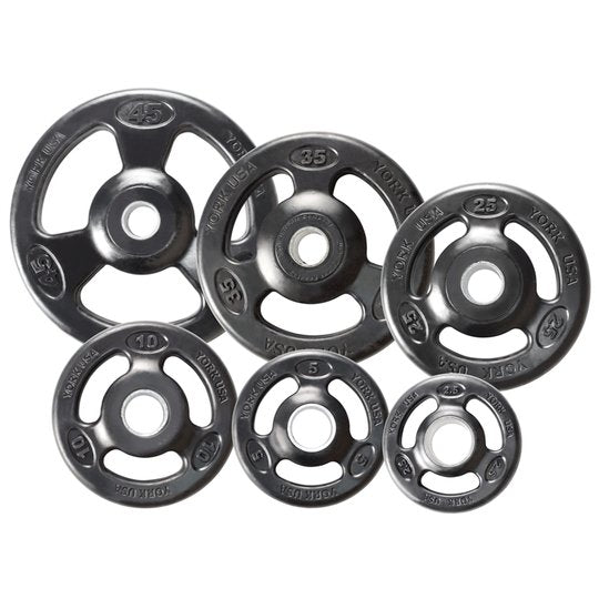 York Barbell | 300LB Iso Grip Rubber Olympic Set Weights York Barbell