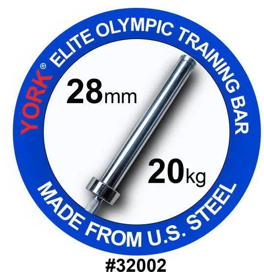 York Barbell | Elite Olympic Training Bar - 28mm Strength &amp; Conditioning York Barbell