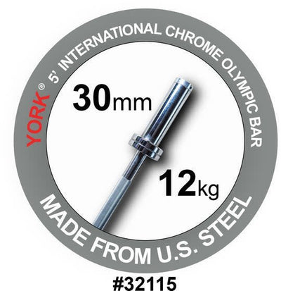 York Barbell | Hard Chrome Olympic Bar - 5ft (30mm) Weights York Barbell