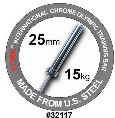 York Barbell | Women's Bushing Olympic Training Bar (25mm) Weights York Barbell