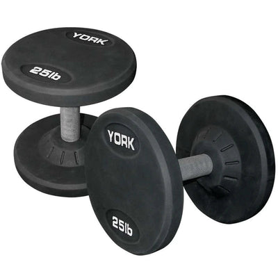 York Dumbbells Medial Grip Rubber Coated Pro Style Weights York Barbell 5 LB