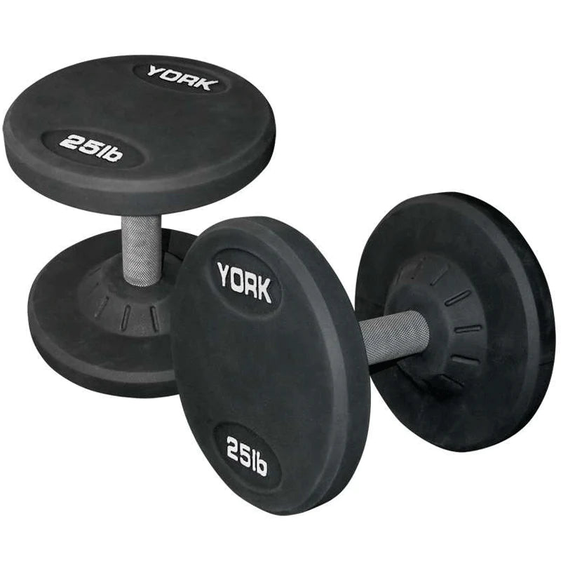 York Dumbbells Medial Grip Rubber Coated Pro Style Weights York Barbell 5 LB