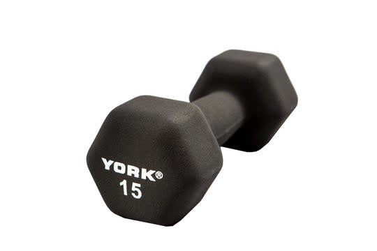 York Hex Neoprene Dumbbell Weights York Barbell 15LB  