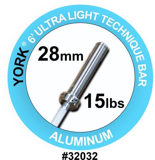 York International Ultra-Lite Aluminum Bar - 6ft (28mm) Strength & Conditioning York Barbell