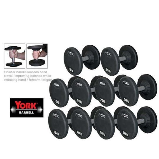 York Medial Grip Pro Style Rubber Dumbbell Sets Weights York Barbell 5-50 LBS