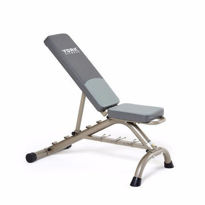 York Multi-Position Fitness Bench Press w/ Fitbell Storage Strength York Barbell   