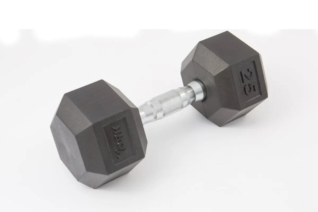 York Pro Rubber Hex Dumbbell