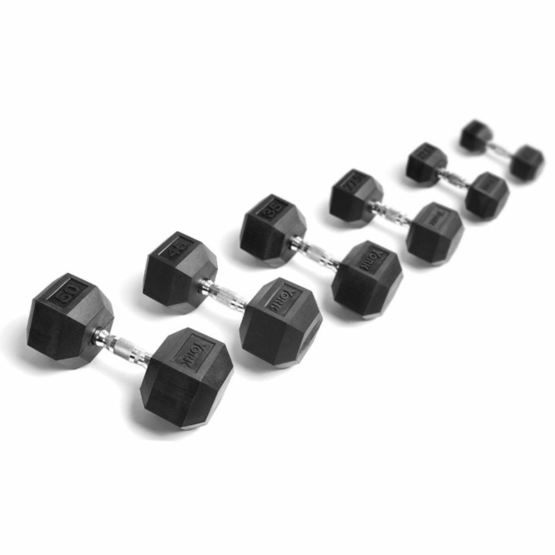 York Pro Rubber Hex Dumbbell Sets - Branded Weights York Barbell 5-50 LBS