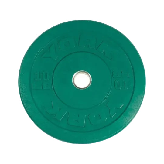 York Solid Rubber Training Bumper Plates Imperial (LB) Weights York Barbell 10lb Green