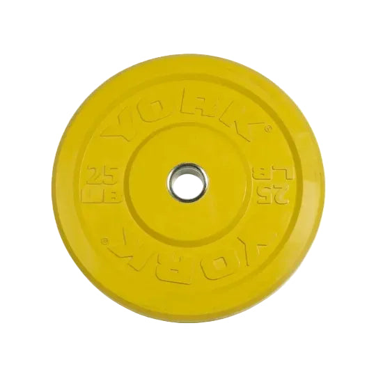 York Solid Rubber Training Bumper Plates Imperial (LB) Weights York Barbell 25lb Yellow