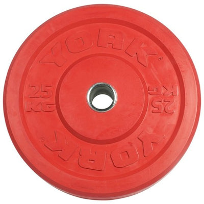 York Solid Rubber Training Bumper Plates Metric (KG) Weights York Barbell 25KG Red  
