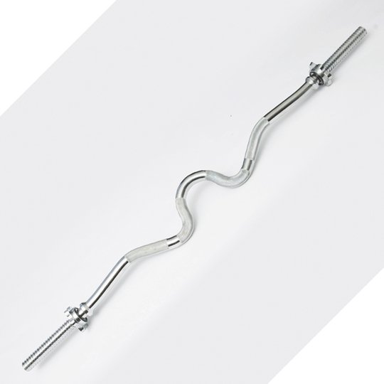 York Standard Spin Lock Solid Steel Close Grip EZ Curl Bar w/ Collars - 1" Strength & Conditioning York Barbell   