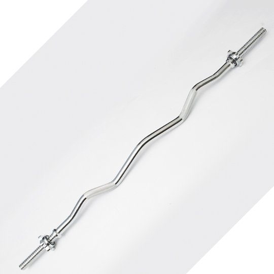 York Standard Spin Lock Solid Steel EZ Curl Bar w/ Collars - 1" Strength & Conditioning York Barbell   
