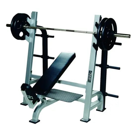 York STS Olympic Incline Bench w/ Gun Racks - Silver Strength York Barbell
